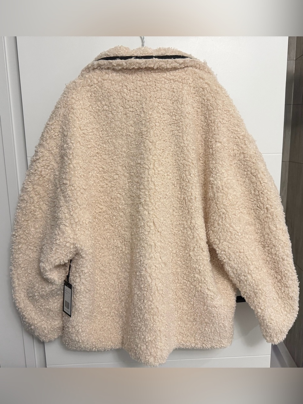 ✨NWT✨ Brunette The Label:Faux Leather Trim Sherpa Jacket (ptp approx 27in) - Picture 6 of 13
